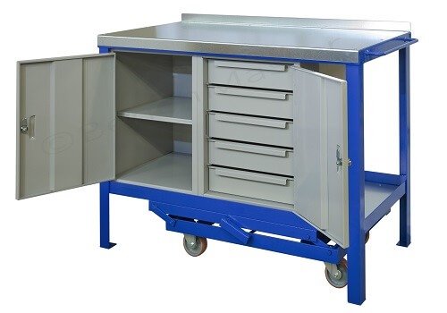 mobile workbench|Mobile workbench with cupboard and Handle